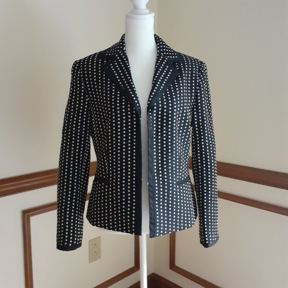Talbot's Blazer Black with Cream Polka Dots Size 10 Petite